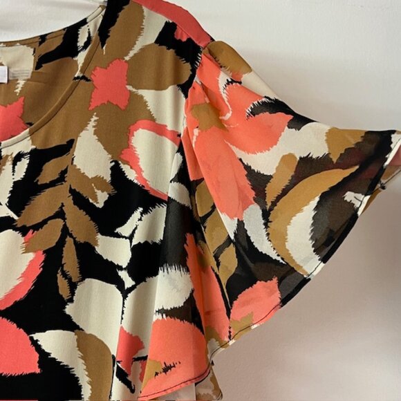 Calvin Klein Womens Blouse with Short Flutter Sleeveless, Size 3X - Picture 3 of 6